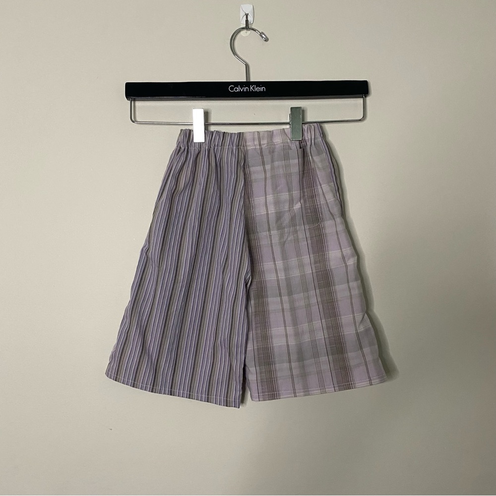 Handmade Kids 12-18M Purple Plaid Cotton Wide Leg Elastic Waist Trousers